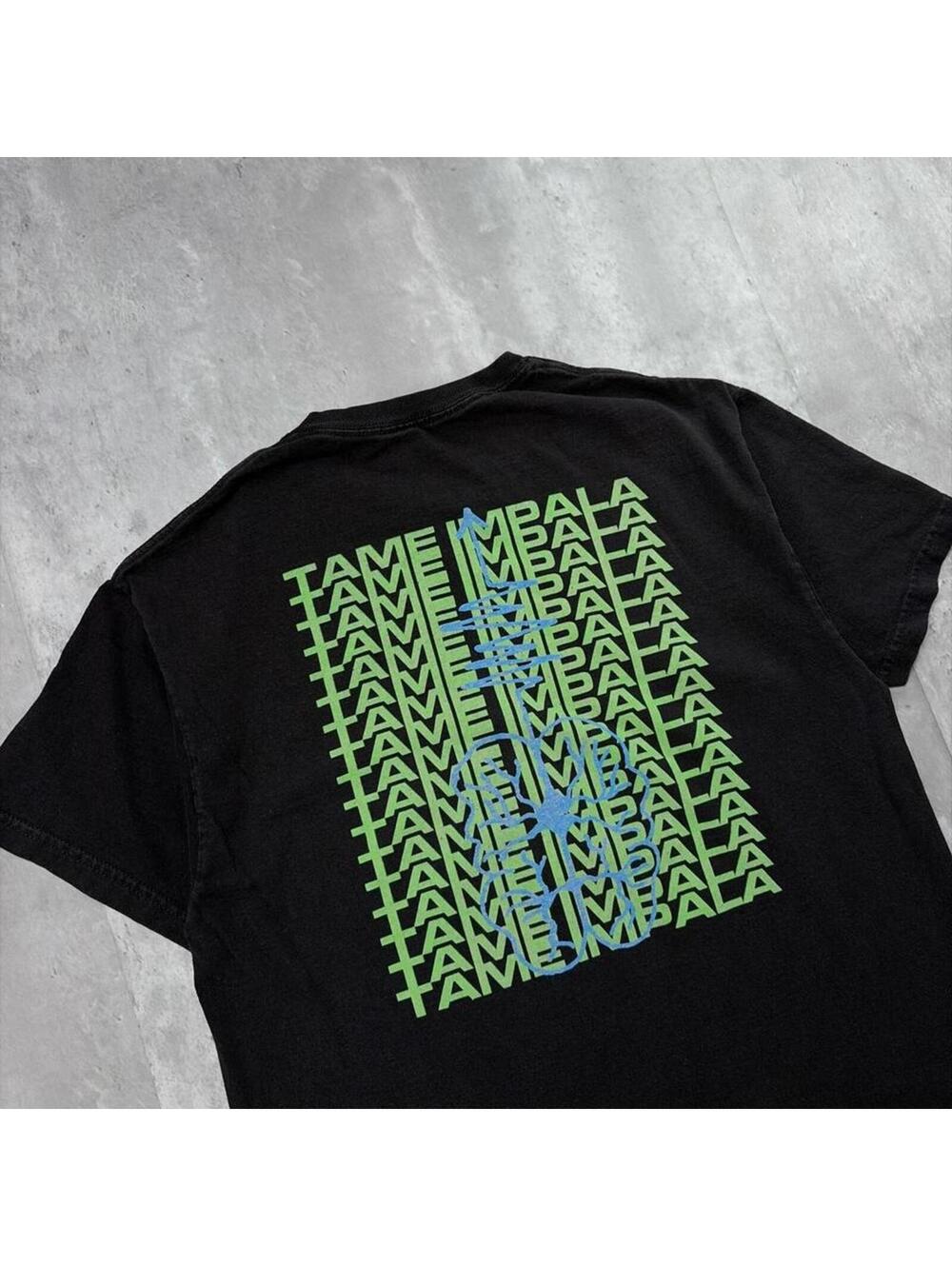 Y2K Black Tame Impala The Slow Rush Tour Hourglass Brain T-Shirt - Picture 5 of 6